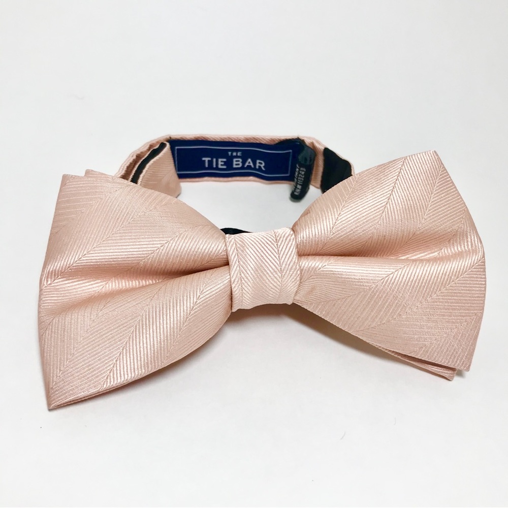 The Tie Bar Pastel Pink Cream Bow Tie Grooms Groomsmen